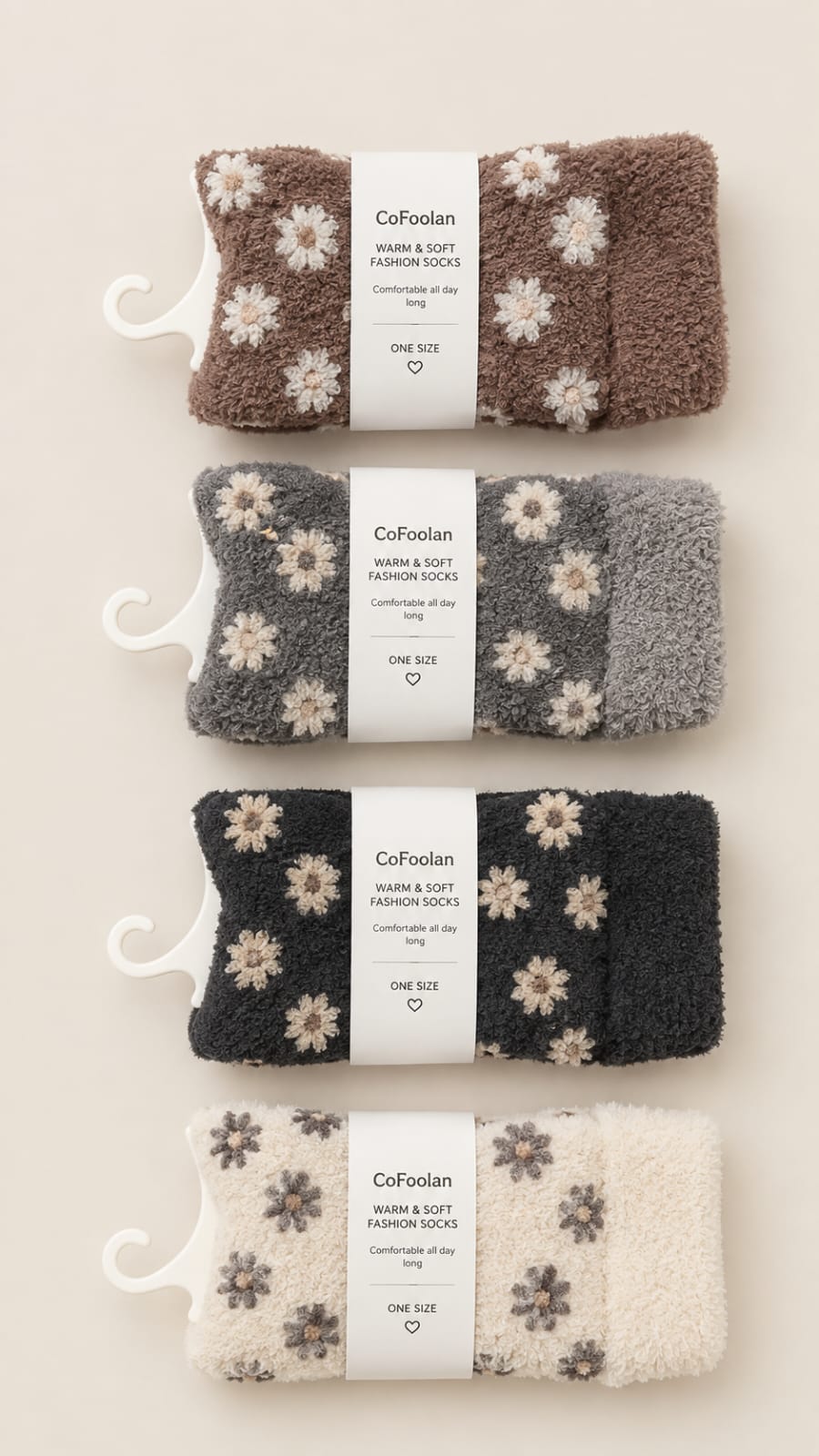 Cozy Floral Fuzzy Socks ( Pack of 10 )