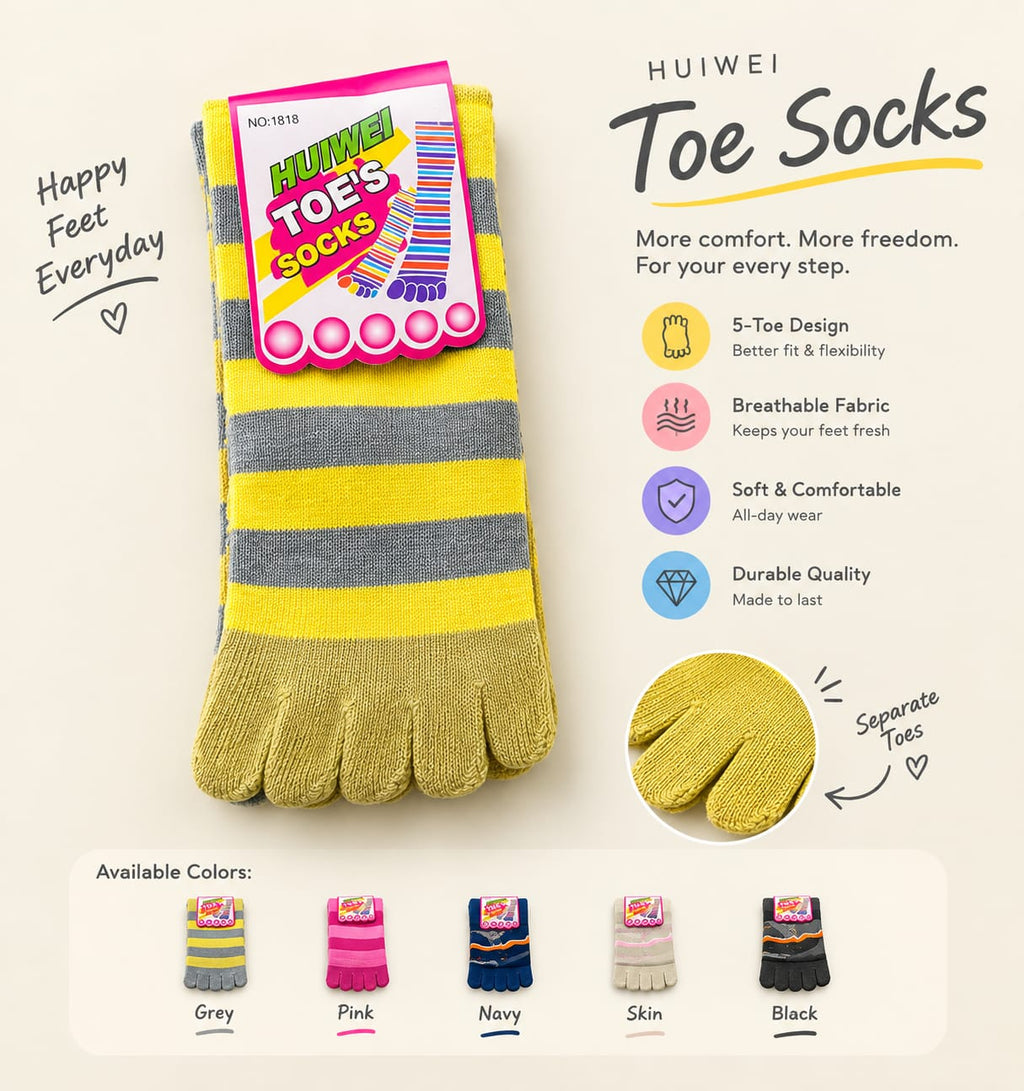 Colorful Toe Socks – Comfort for Every Step (Pack of 12)