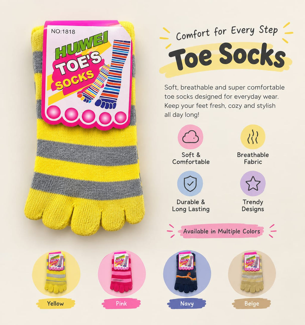 Colorful Toe Socks – Comfort for Every Step (Pack of 12)