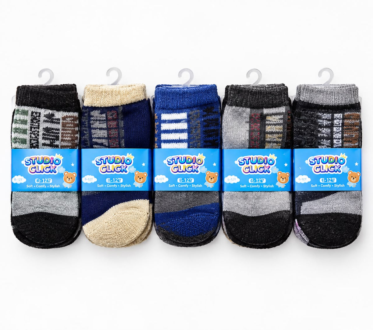 Kids’ Warm Winter Socks(Pack of 12)
