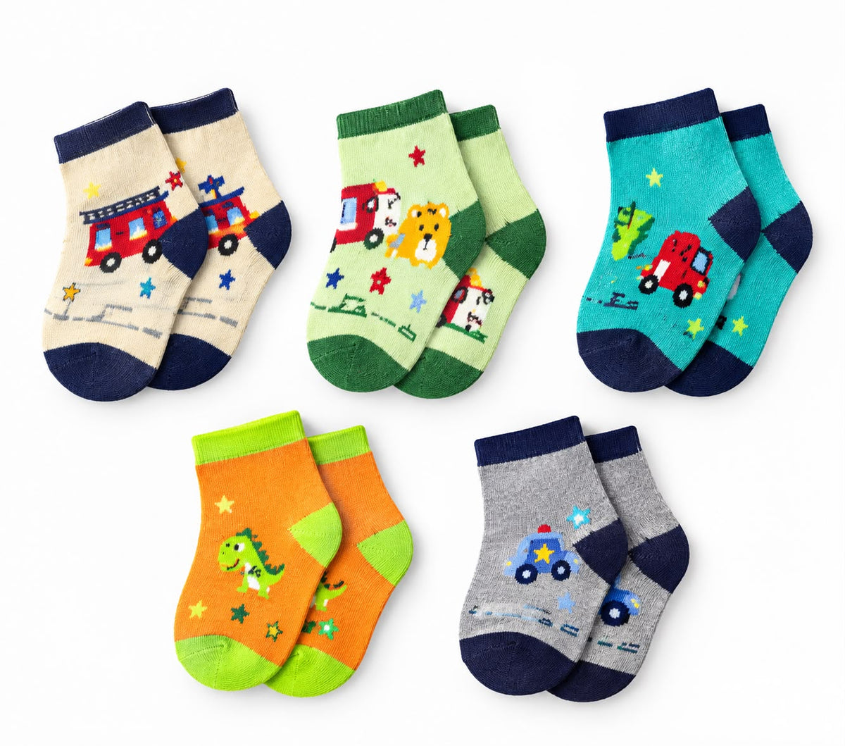 Kids’ Cartoon Ankle Socks  (Pack of 5)