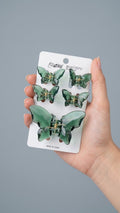 5-Piece Translucent Emerald Green Butterfly Hair Claw Clip Set 