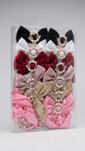 Satin Ribbon Hair Bow Set with Pearl (Pack of 12)