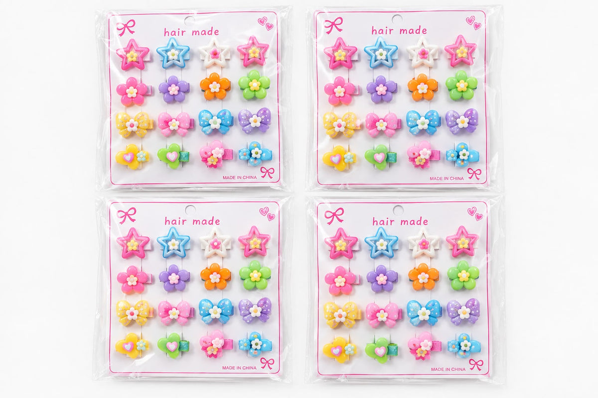 🌸 Colorful Kids Hair Clips Set (12)
