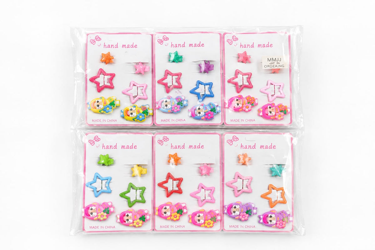🌸 Cute & Colorful Kids Hair Clips Set (12)