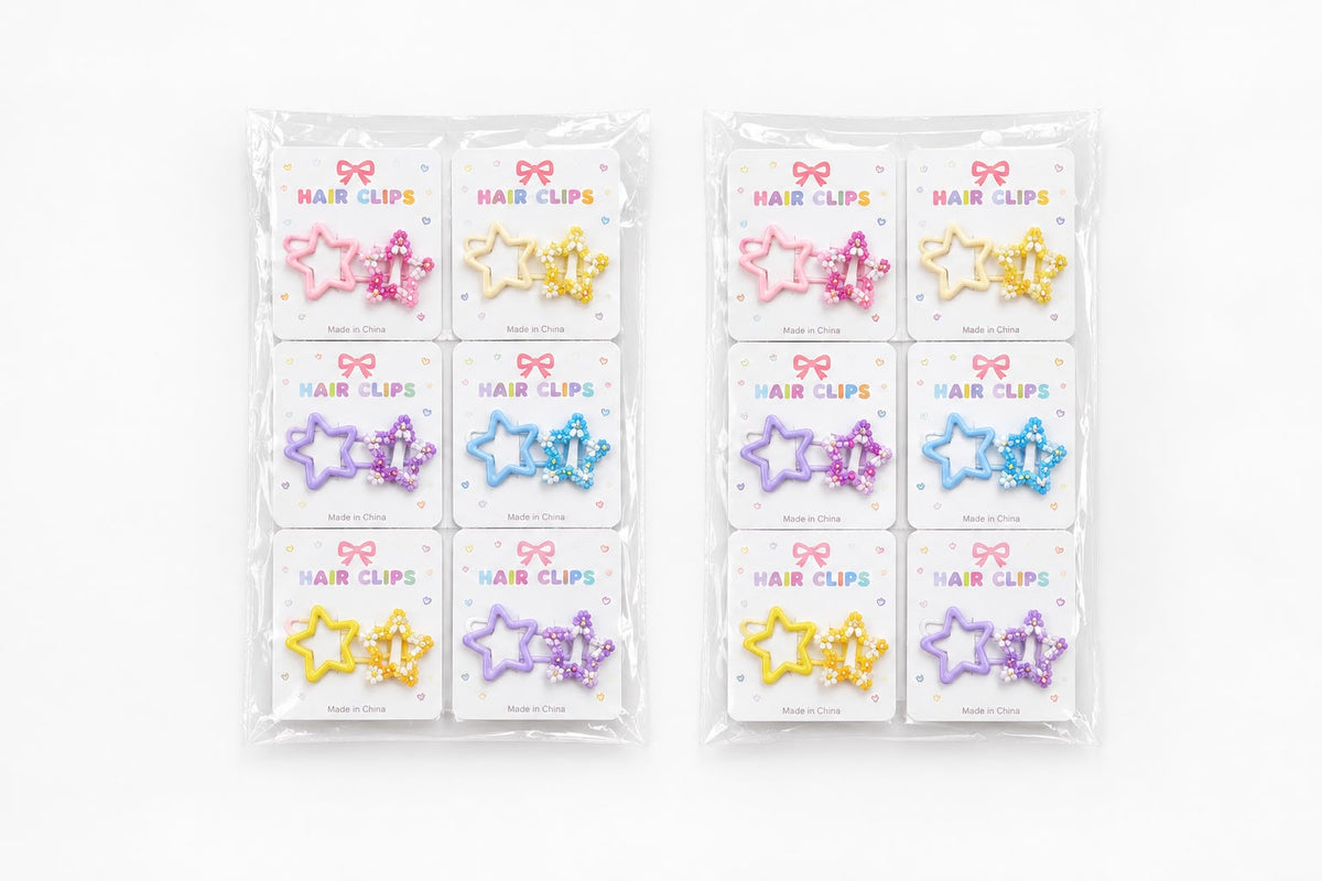 Colorful Star-Shaped Kids Hair Clips (12)