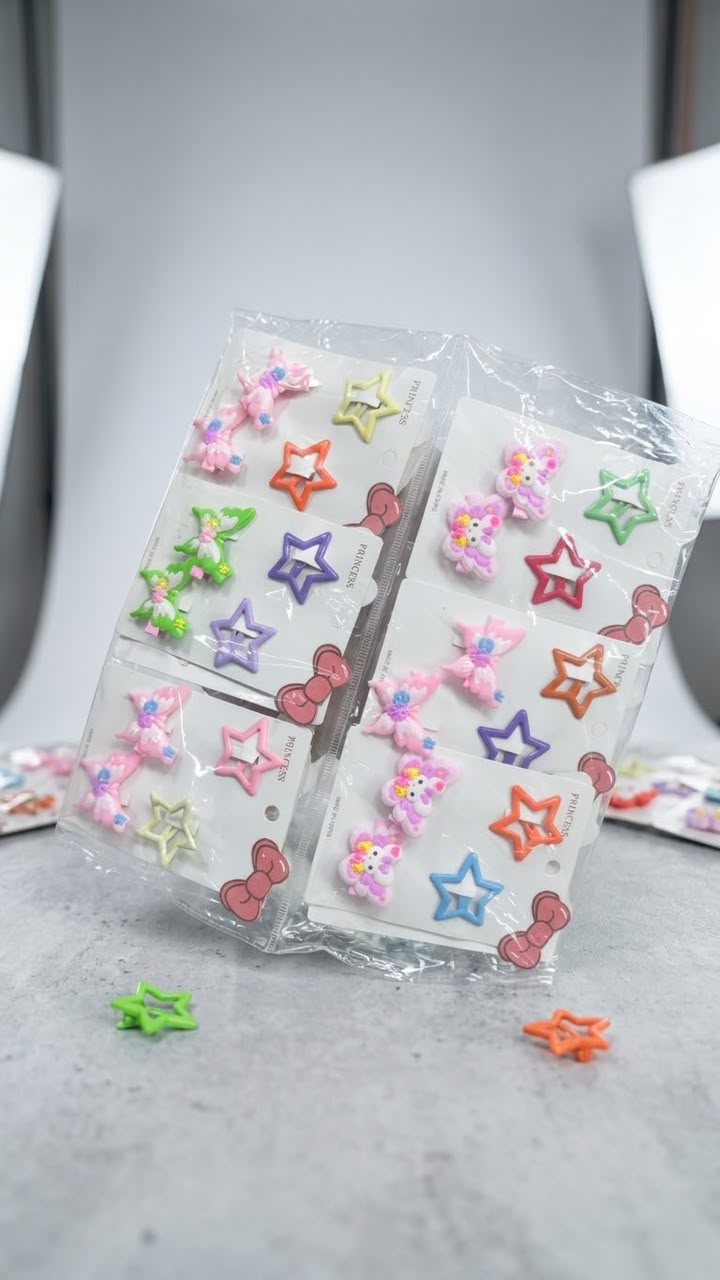 Kids' Butterfly & Star Hair Clip Sets (12)