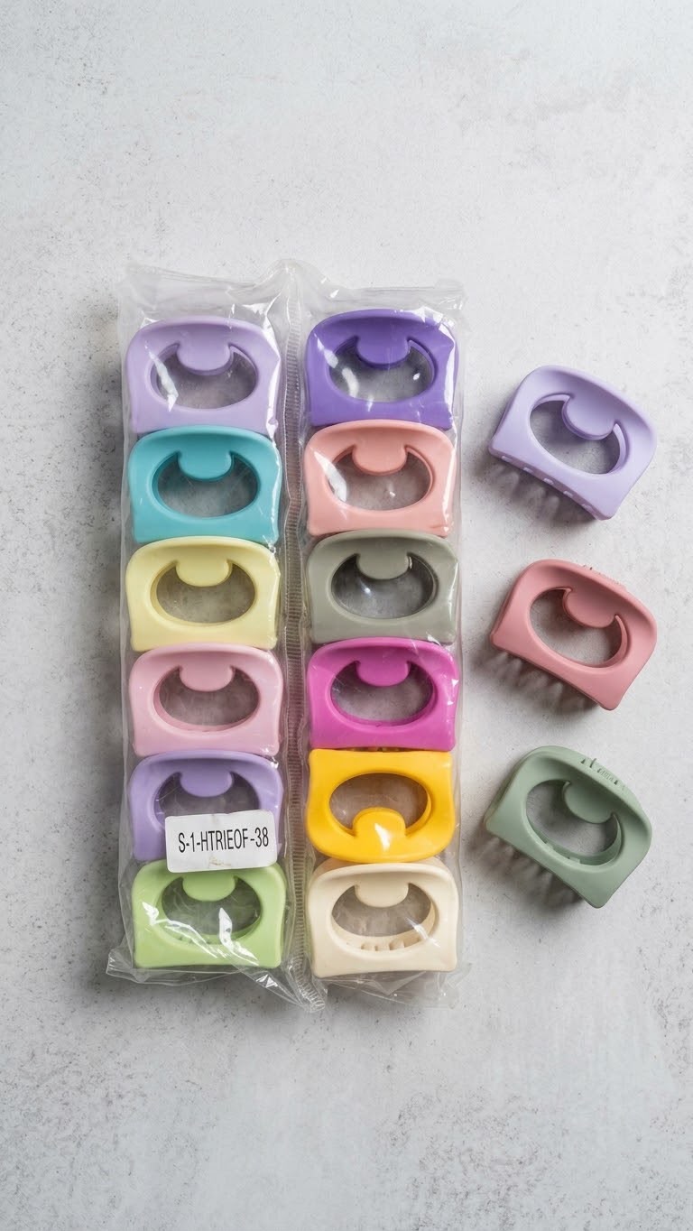 Matte Pastel Crescent Cutout Hair Claw Clips Set (12)