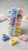 Gold Marbled Rectangle Hair Claw Clips Set (12)