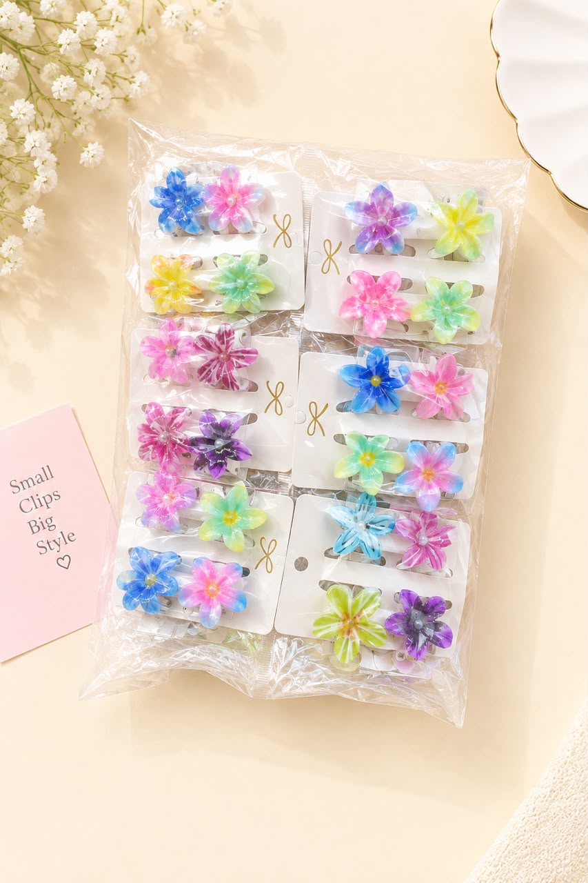 Colorful Floral Hair Clips – Cute Flower Design (12)
