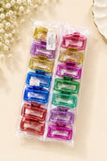 Mini Glossy Rectangle Hair Claw Clips – (12)