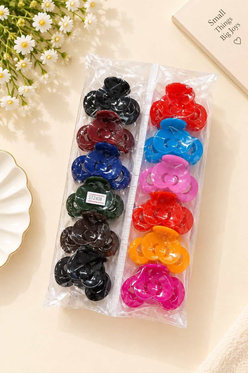 12-Piece Flower Hair Claw Clips Set