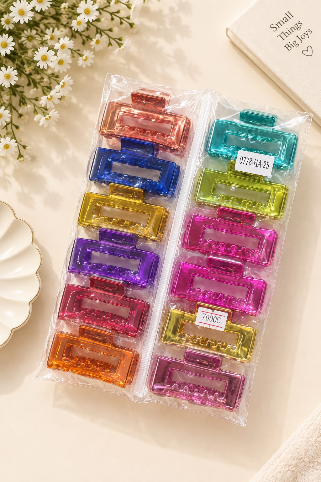 12-Piece Transparent Square Hair Claw Clips