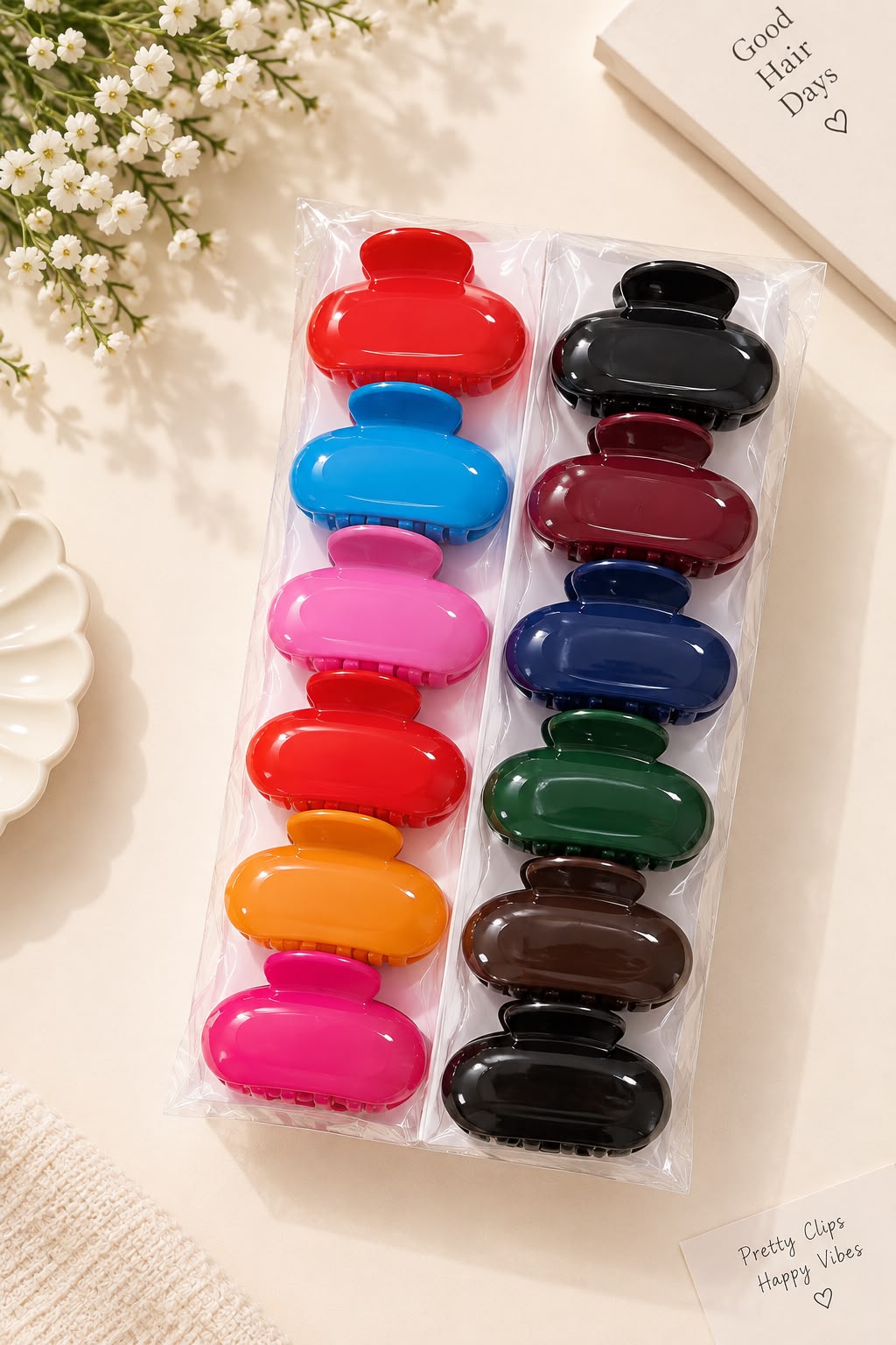 12-Piece Colorful Hair Claw Clips Set