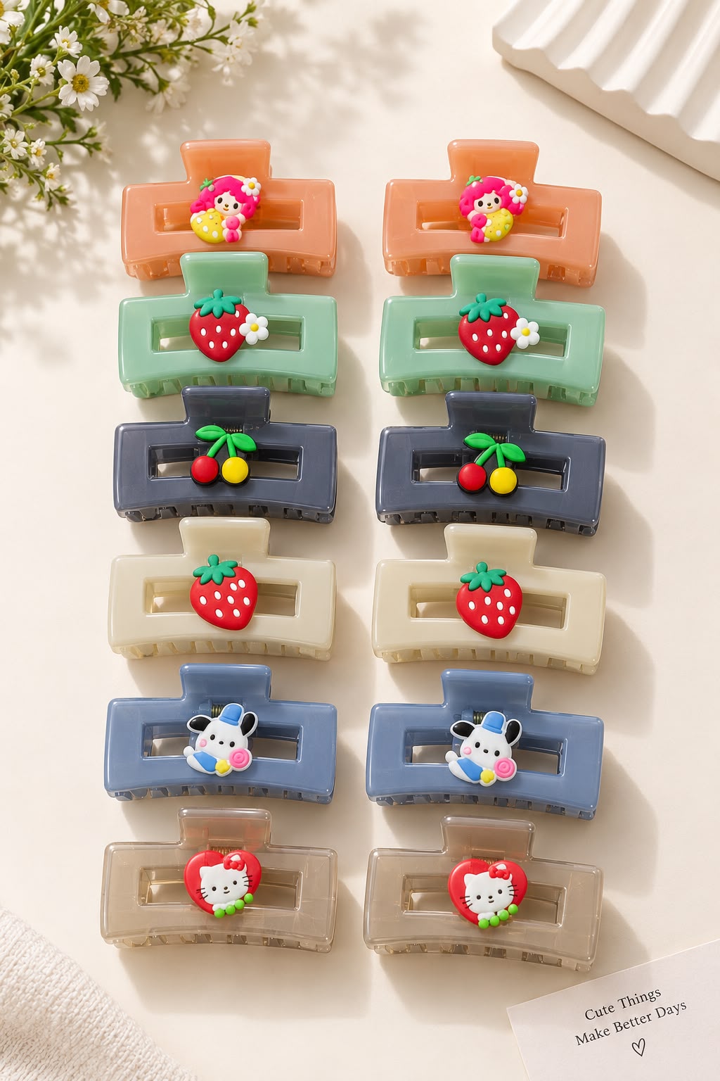 Cute Cartoon Hair Claw Clips 12 pcs