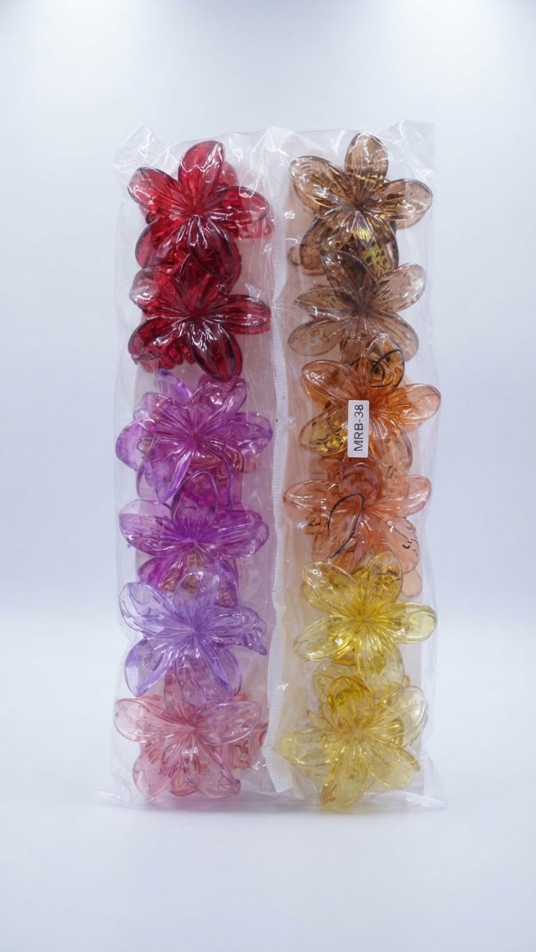 Large Flower-Shaped Translucent Hair Claw Clips Set (12-Pack)