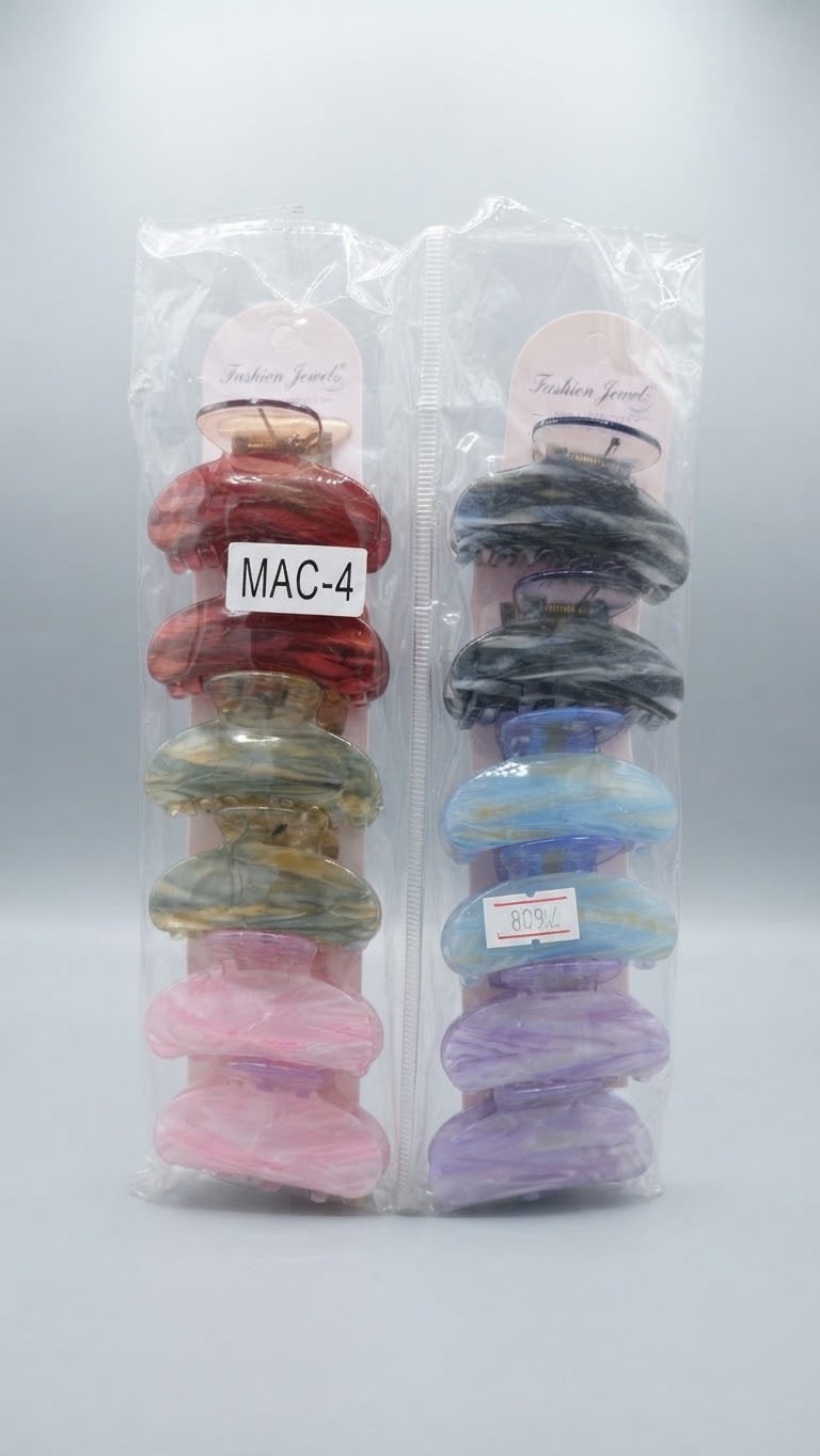 Assorted Marble-Pattern Hair Claw Clips Set (12-Pack)
