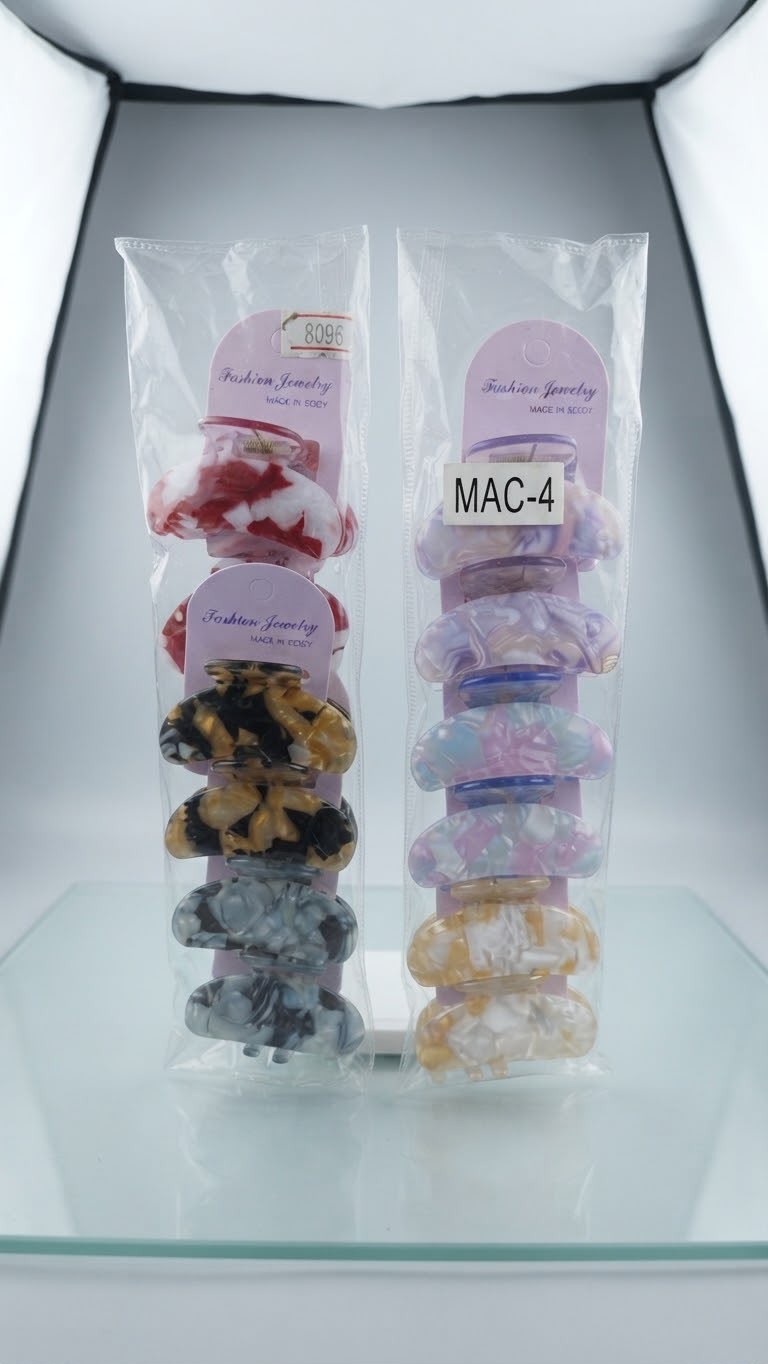 Assorted Marble-Pattern Hair Claw Clips Set (12-Pack)