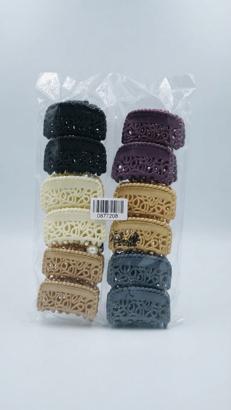 Assorted Filigree Hair Claw Clips Set (12-Pack)