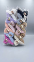 Pastel & Neutral Furry Bow Hair Claw Clips Set of 12