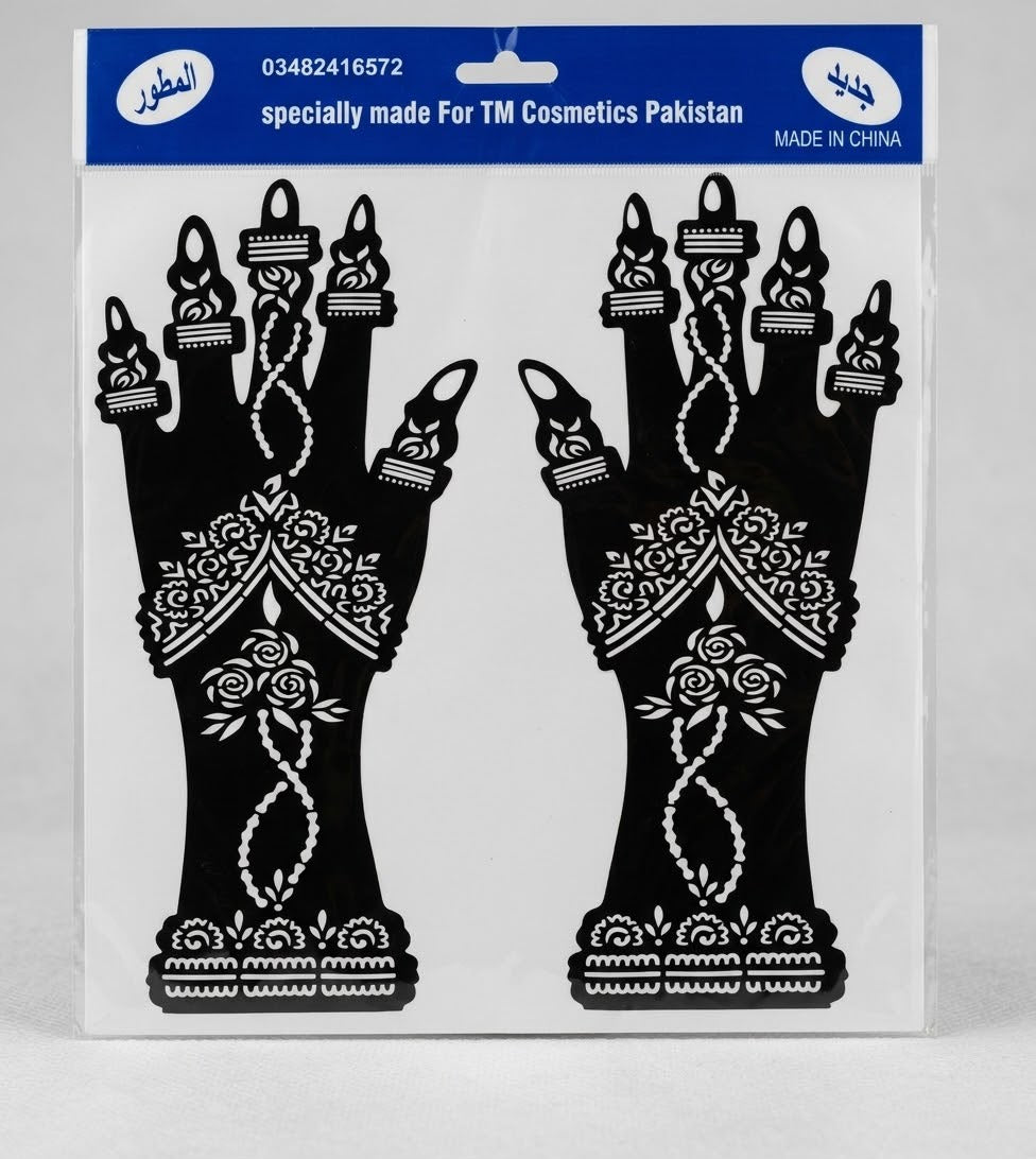 V-Shaped Geometric & Lattice Henna Stencil Sticker Set