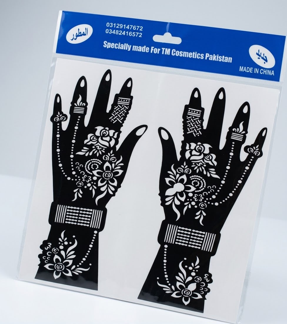 Floral & Cross-Hatch Wrist Henna Stencil Sticker Set