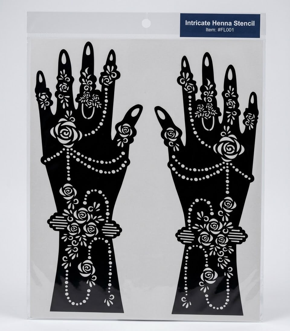 Beaded Floral Chain Henna Stencil Sticker Set