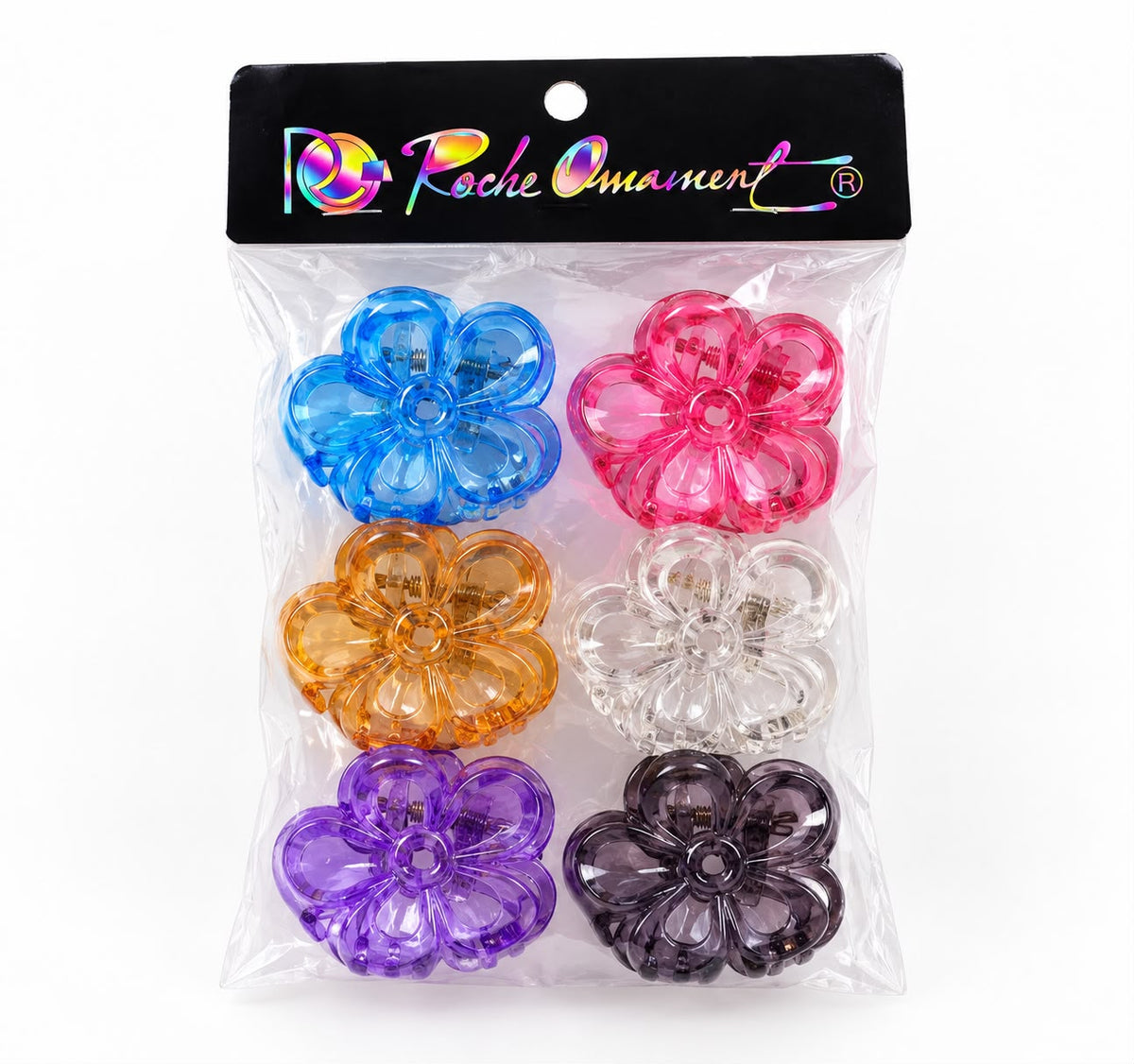 Floral Flower Claw Hair Clips – 6-Piece