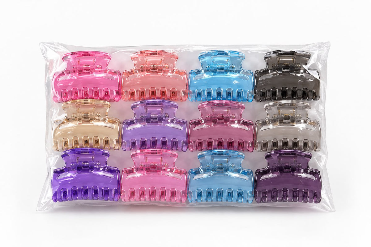 12-Piece Transparent Hair Claw Clips Set