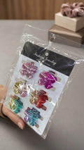 Multi-Color Metallic Finish Flower Hair Clips for Girls & Women 