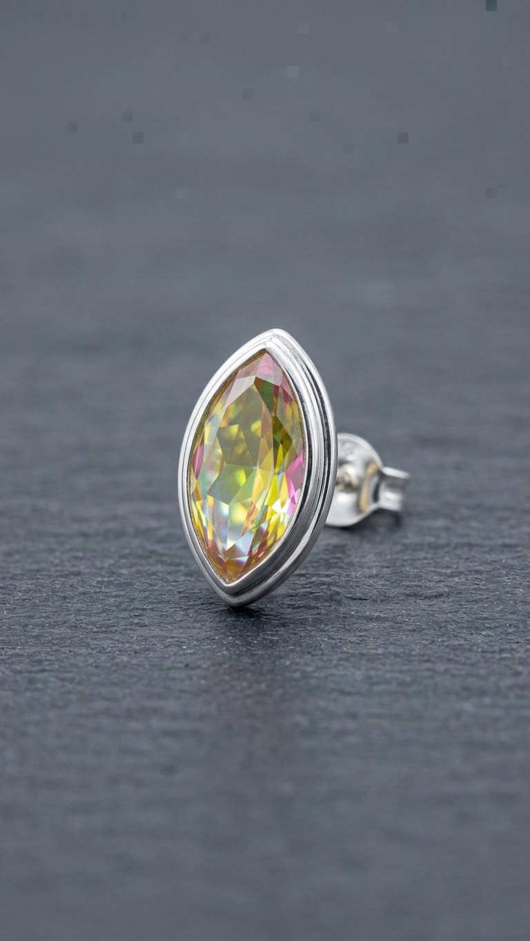 Octagonal Crystal Stud Earrings