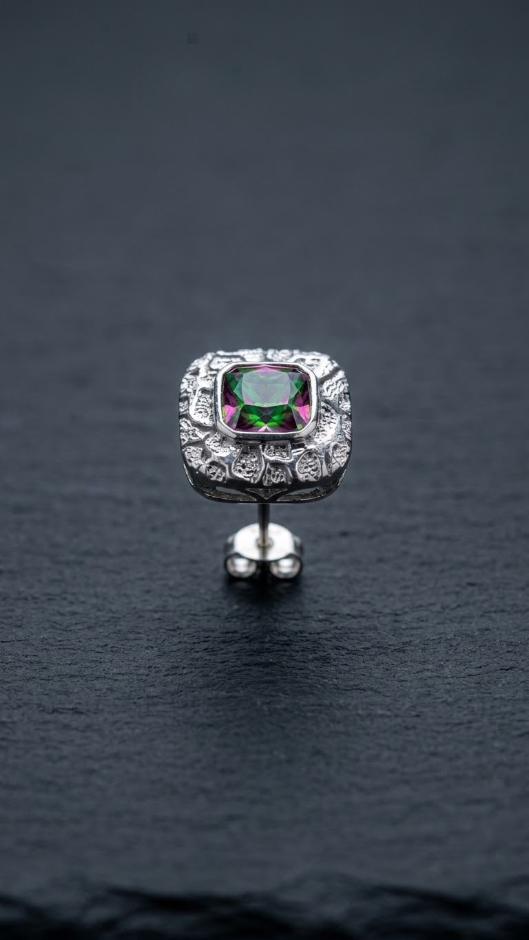 Octagonal Crystal Stud Earrings
