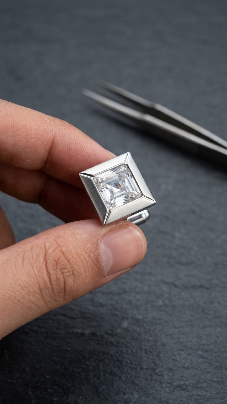 Octagonal Crystal Stud Earring (12)