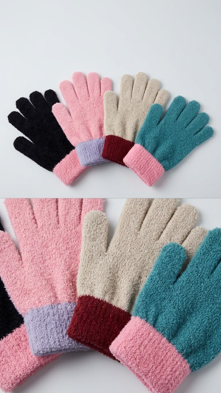 Women’s Colorblock Plush Knit Gloves (12)