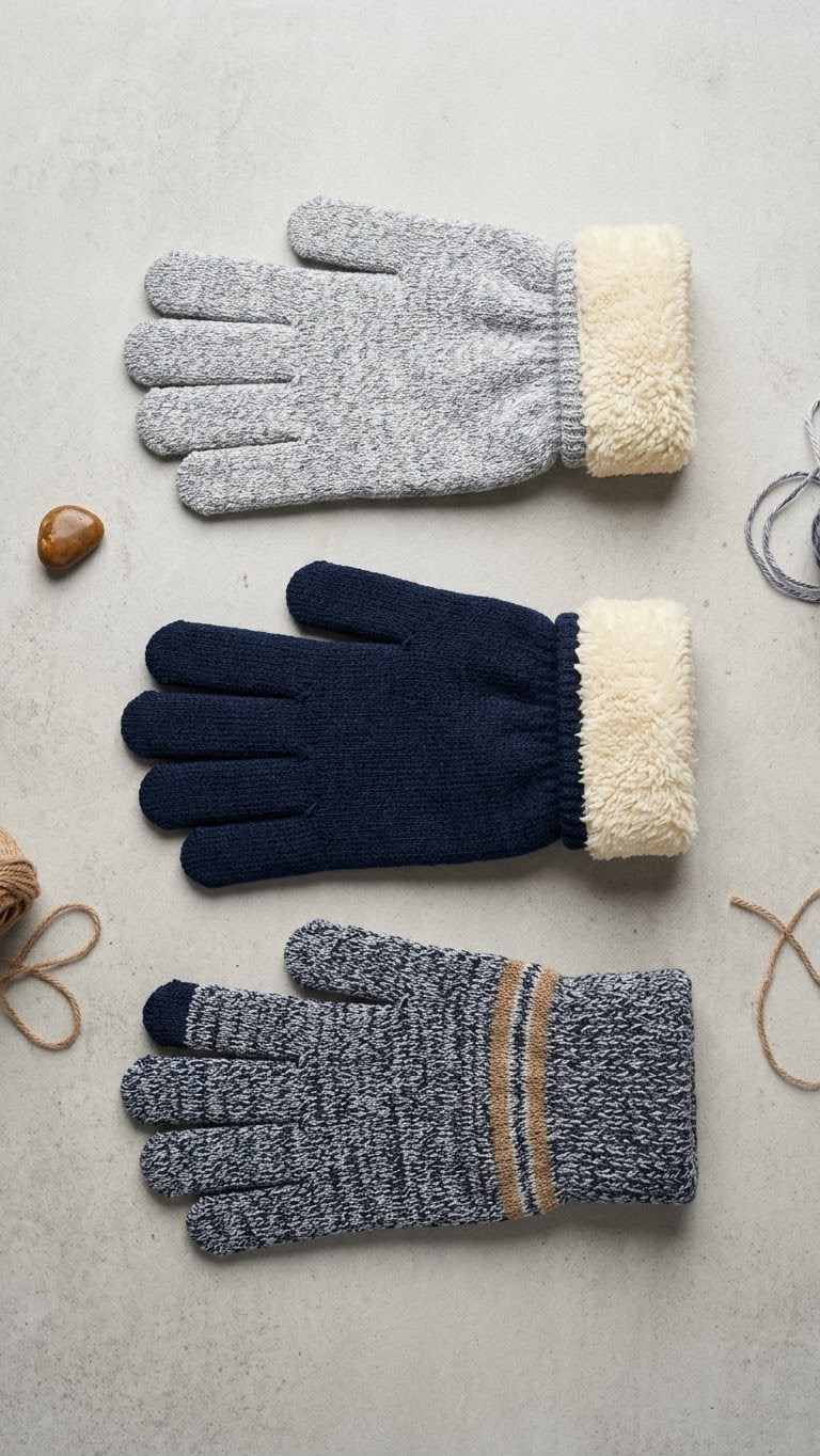 Men's Fleece-Lined Thermal Knit Winter Gloves (12)
