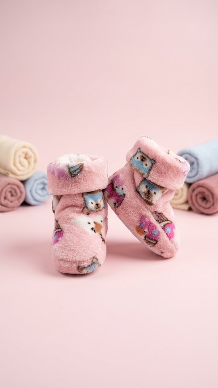 Plush Fleece Baby Booties (Pack of 12)