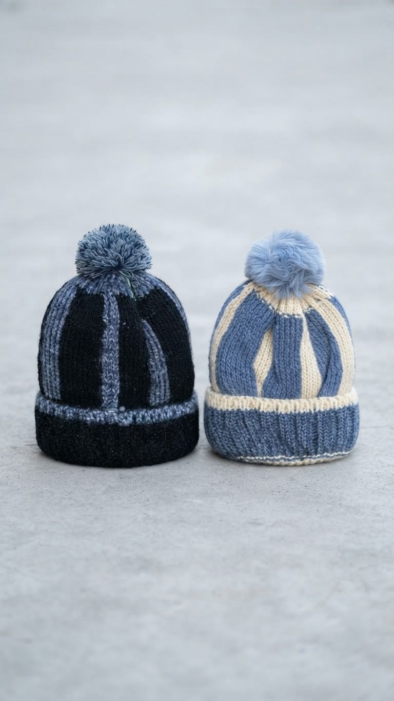 Two-Tone Striped Knit Beanie ( Pack of 12)