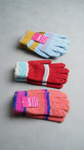 Premium Knit Winter Gloves with Striped Cuff (Pack of 12)