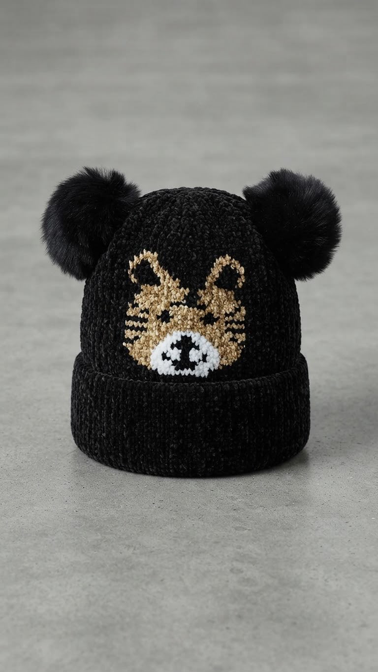 Adorable Kids' Chenille Knit Beanie