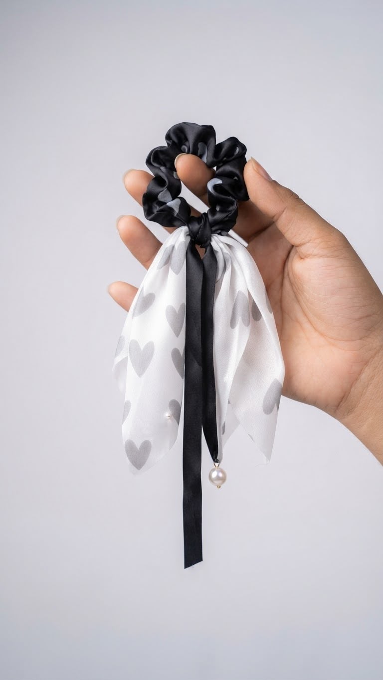 Assorted Hair Scrunchies and Chiffon Ribbon Bows Value Pack of 12