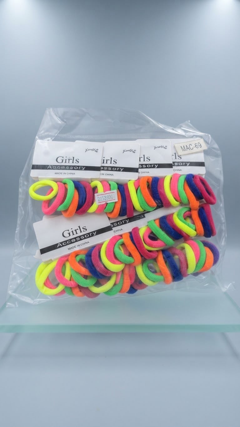 Neon Bright Seamless Terry Cloth Elastic Hair Ties (Pack of 72)
