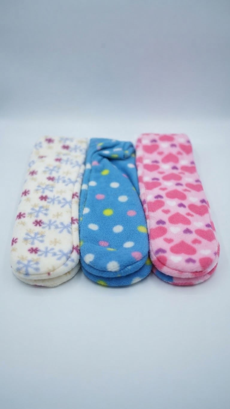 Women's Printed Fleece Thermal Winter Socks (Pack of 12)