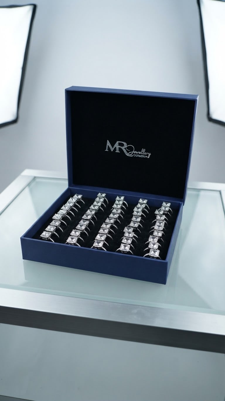 MR Jewellery Luxury Radiant-Cut CZ Ring Set of 50