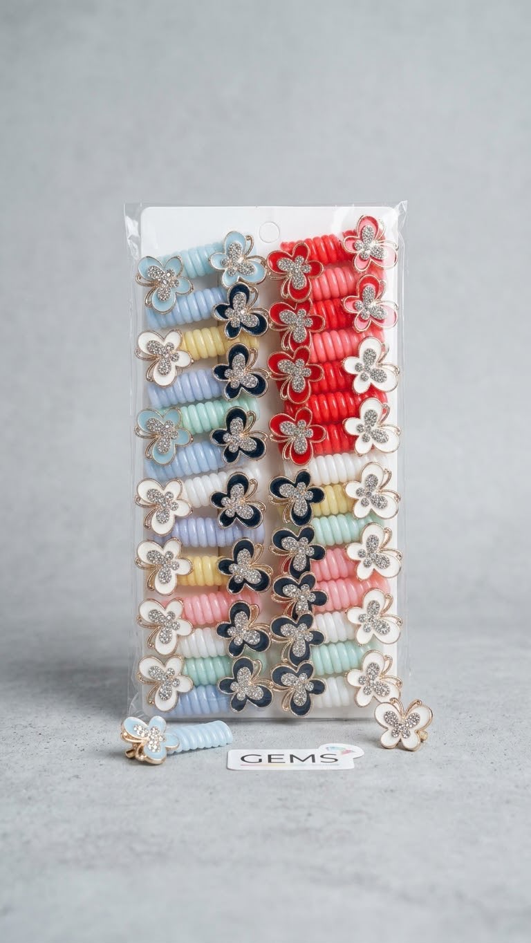 Butterfly Rhinestone Hair Accessory Set of 12