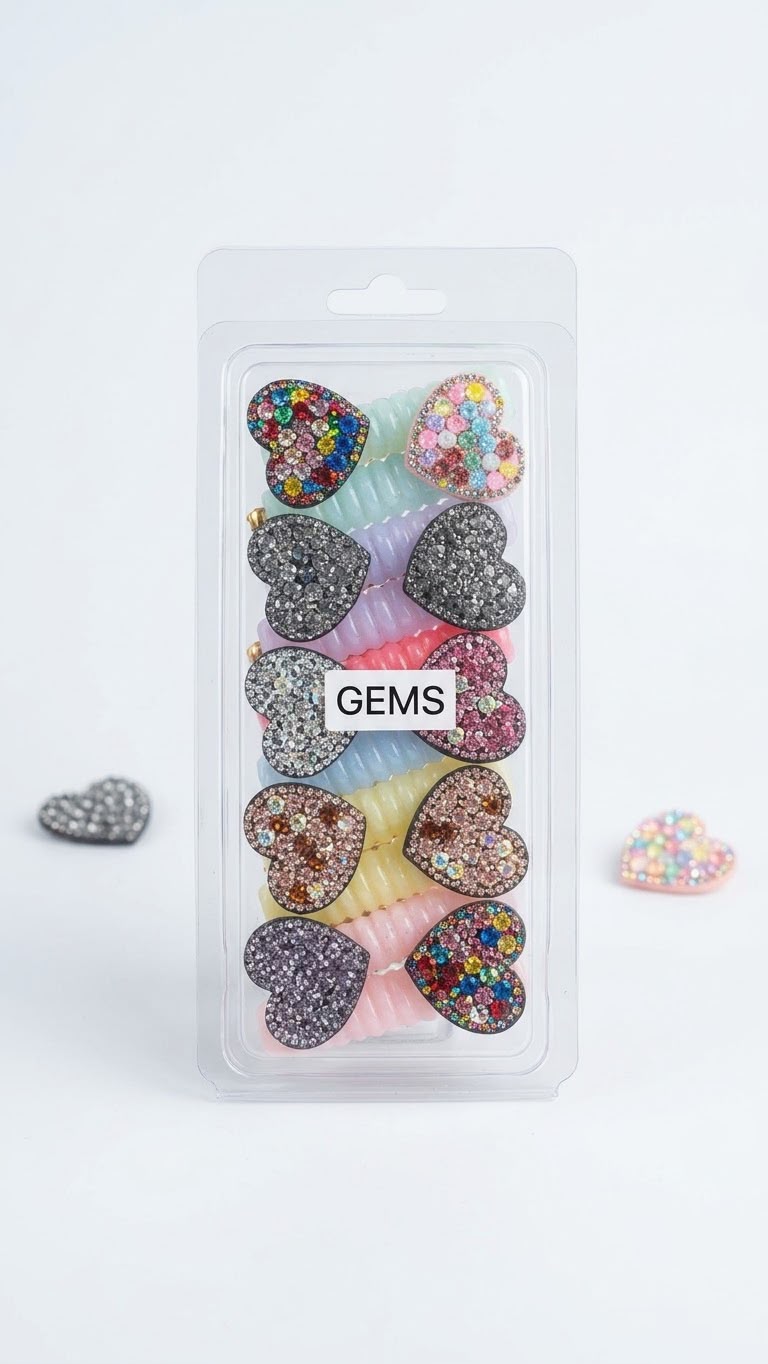 Rhinestone Heart Hair Clip Set