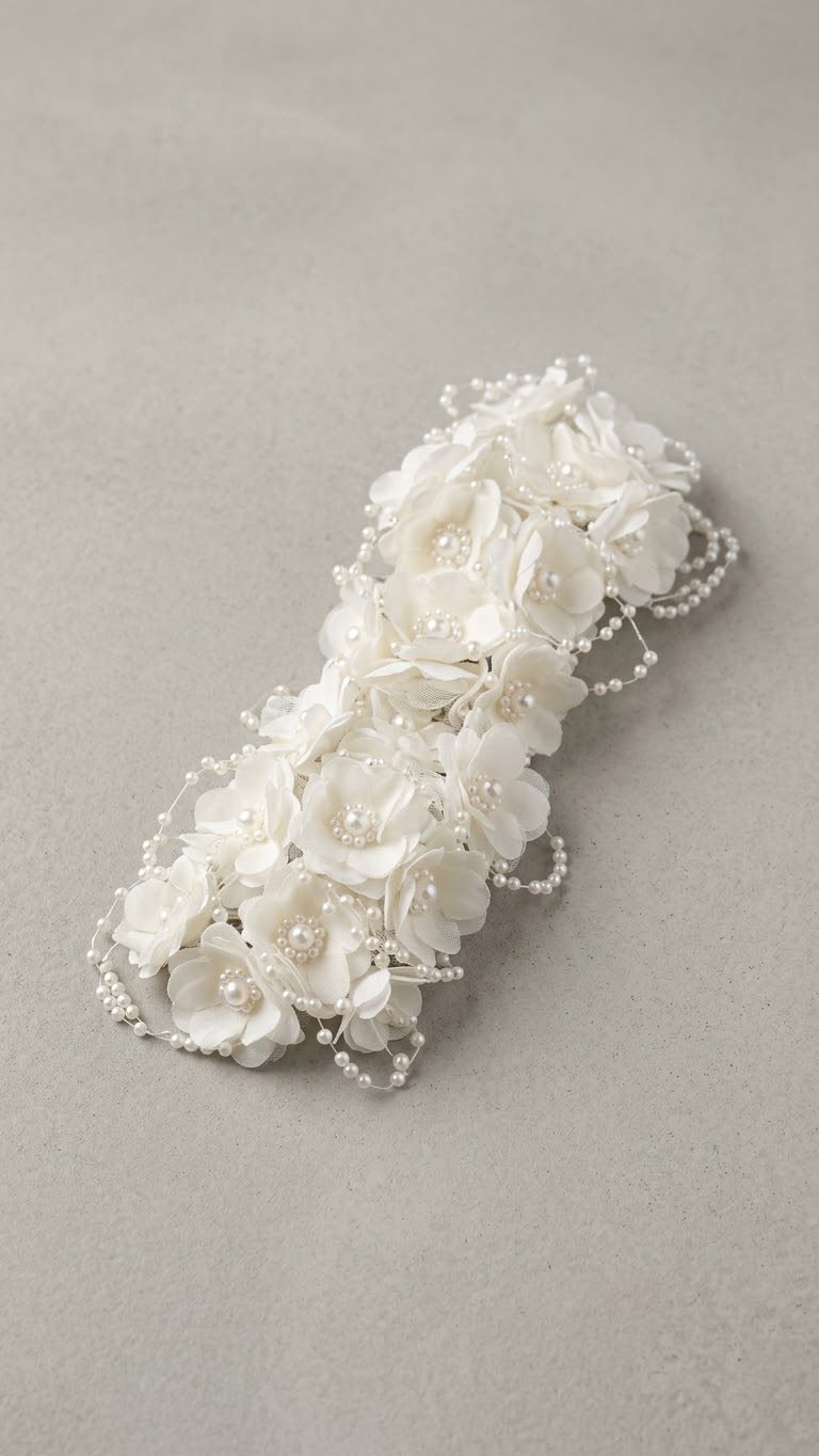 Bridal and Event Floral Hair Accessory with Pearls (Pack of 12)