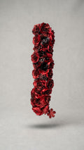 Product Title: Glittering Red and Black Floral Hair Accessory
