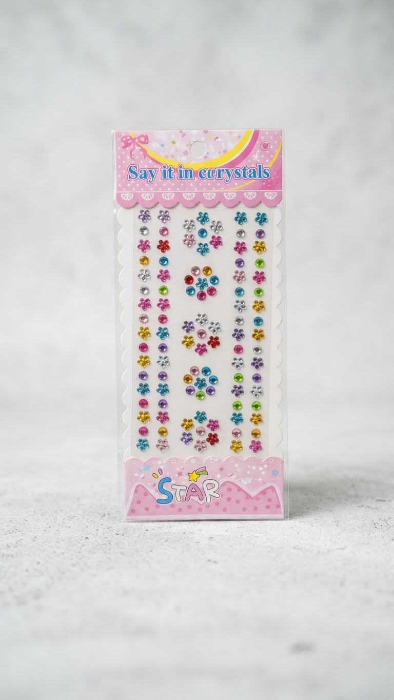 Multicolor Flower & Star Crystal Body & Nail Art Stickers