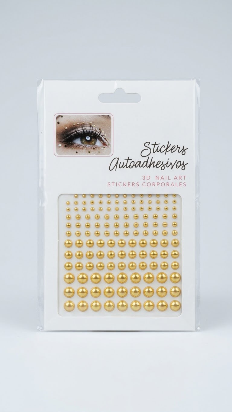 3D Gold Pearl Body & Nail Art Stickers