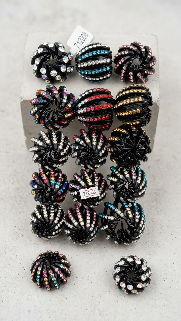 Rhinestone Nest Bun Maker Clip Set of 12